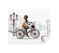DIYthinker Bicycle Lady France Illustration Pattern Phone Screen Cleaner Glasses Cleaning Cloth 2Pcs Suede Fabric