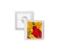 DIYthinker Canvas Flowers Plant Painting Corn Poppy PBT Keycaps for Mechanical Keyboard White OEM No Marking Print R1