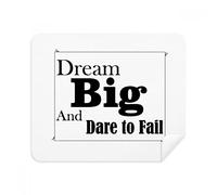 DIYthinker Dream Big And Dare To Fail Quote Phone Screen Cleaner Glasses Cleaning Cloth 2Pcs Suede Fabric