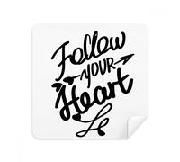 DIYthinker Follow Your Heart Quote Glasses Cleaning Cloth Phone Screen Cleaner Suede Fabric 2Pcs