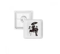 DIYthinker Japan Women Riding Horse Sketch Pbt Keycaps For Mechanical Keyboard White Oem No Marking Print R2 MultiColor