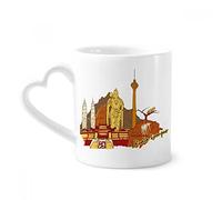 DIYthinker Malaysia Kuala Lumpur Watercolor Coffee Mugs Pottery Ceramic Cup With Heart Handle 12oz Gift