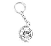 DIYthinker Men Song Music Drum Kit Energy Illustrate Rotatable Key Chain Ring Keyholder 1.2 inch x 3.5 inch Multicolor