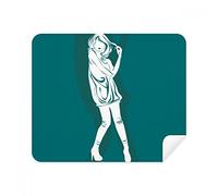 DIYthinker Silhouette Girl Beautiful Woman Phone Screen Cleaner Glasses Cleaning Cloth 2Pcs Suede Fabric