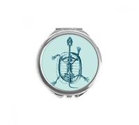 DIYthinker Skeleton Sketch Tortoise Animal Mirror Round Portable Hand Pocket Makeup 2.6 inch x 2.4 inch x 0.3 inch MultiColor