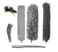 Diytrendz Extendable Microfiber Duster, 5Pcs Feather Duster With Telescoping Long Extension Pole, No Scratch to Ceiling Washable Heads for Cleaning High Ceiling, Fans, Cars.