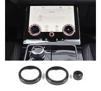 DIYUCAR Aluminium Alloy Car Air Conditioning Volume Knobs Ring Cover Trim For LR Range Rover Velar Evoque Vogue 2017-2022 (Black)