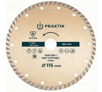 Diyuk 115mm Turbo Diamond Cutting Disc For Angle Grinders (4.5") - Heavy Duty 2.2mm Thick - Wet & Dry Cutter - En13236 Certified