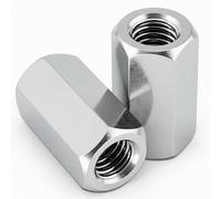Diyuk 2 X M10 Hex Coupling Nuts - Threaded Rod Connector Studding Extension - Bzp Steel Class 6 - Din 6334