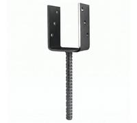 Diyuk Anthracite U-Shape Post Support Base Bracket 80mm ( Pack Of: 2 ) Concrete-In Anchor Heavy Duty Galvanised Steel