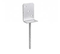 DIYUK Concrete in Post Support Bracket, L-Shape Heavy Duty Post Base Anchor, 5mm Galvanised Steel, 90 x 135mm Plate, 200mm Ribbed Spike, for Fence, Pergola and Carport Posts, Pack of 6