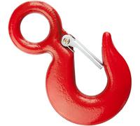 DIYUK Red Forged Steel Eye Hook with Safety Catch Latch, Heavy Duty Lifting Hook for Rigging and Load Securin Load 2000kg (2t), Pack of 1