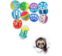 DIYUQISHI Ferret Toys 10-Pack Bell Balls, Sturdy & Fun for All Ferret Sizes, Safe PP Material, Colorful & Interactive, Teeth Health, Indoor/Outdoor Play, Keep Ferrets Active & Entertained