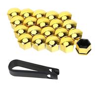 DIYWORK Car Wheel Nut Cap Hub Bolt Cover Dust and Rust Protection Gloss Chrome 19mm 20pcs/set (Gold)