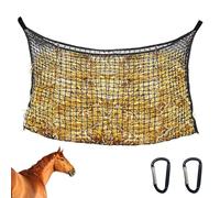 Diyxisk 90 x 120 cm Hay Net for Horses 4 x 4 cm Mesh Size Hay Net Tight Mesh with Carabiner Hook Hay Net for Horses Large Suitable for Feeding Horses Cattle Sheep and Other Farm Animals