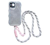 Diyxisk Mobile Phone Chain Universal, Twisted Braid Mobile Phone Chain, Contrasting Colours Mobile Phone Strap for Hanging, for Parenting, Holiday, Outdoor, Travel, Grey, pink, 120×0,8×0,8 cm