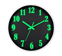 DIYZON Luminous Wall Clock, Silent Non-Ticking 12'' 3D Font Night Light Wall Clocks Battery Operated, Country Style Wooden Illuminated Wall Clock Decorative for Kitchen, Home, Bedrooms
