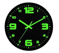 DIYZON Luminous Wall Clock, Silent Non-Ticking 12'' Night Light Wall Clocks Battery Operated, Country Style Wooden Illuminated Wall Clock Decorative for Kitchen, Home, Bedrooms