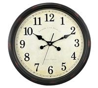 DIYZON Round Classic Wall Clock Silent Non Ticking 16 Inch Extra Large Quality Quartz Vintage Clock, Big numbers Rome Retro Clock Battery Operated, Easy to Read for Home Kitchen Living- Restaurant