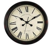 DIYZON Round Classic Wall Clock Silent Non Ticking 16 Inch Extra Large Quality Quartz Vintage Clock, Rome Retro Decorate Clock Battery Operated, Easy to Read for Home Kitchen Living/Restaurant