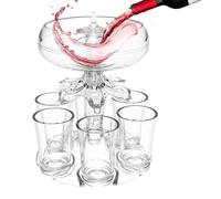 Dizasbv Drinks Dispenser with 6 Shot Glasses Set, Shot Glass Dispenser with Holder, Acrylic Touchless S-hot Pourer for Beverage, Liquor Di-Spenser for Juice Spirits Cider Whiskey Cocktail