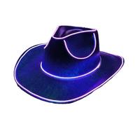 Dizasbv Light Up Cowboy Hat, LED Cowboy Cap, Neon Glitter Rancher Hat, Glow In The Dark C-owboy Ha-t, Sparkly Cowgirl Cap, Colourful Flash Light Up Ca-p For Christmas Halloween Party