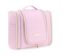 Dizdvizd Hanging Toiletry Bag for Women, Travel Makeup Organiser, Large Wash Bag Vanity Travel Case for Ladies - Pink