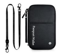 Dizdvizd Passport Holder Travel Wallet, Family Travel Wallet and Document Holder, Large Multiple Passports Holder Organiser, Water-Resistant RFID Blocking Travel Pouch for Women and Men, Black