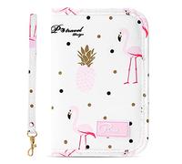 Dizdvizd Passport Holder Travel Wallet, Travel Documents Organiser Zip Case with RFID Blocking, Passport Wallets Holder for Women & Kids - Flamingo Printed