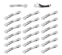 Dizila 20 Pieces 6cm/2.4" Plain Blank DIY Craft Project Silver Metal French Hair Barrettes with Strong Hold Snap Hair Clips Accessories for Women Girls Teens