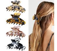 Dizila 4 Pieces 8.5cm Medium Tortoise Shell Acetate Hair Claws Non Slip Hair Clips Barrettes for Women Girls