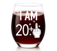 Diztoud 21st Birthday Gift for Her, Funny 17oz Stemless Wine Glass “I AM 20+1”, Turning 21 Year Old Gifts for Sister, Best Friend, Daughter, Girlfriend, Novelty 21st Birthday Present Ideas