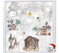 Dizzy Duck 12Pcs Nativity Scene Window Decal Set - Classy Christmas Window Cling Sticker - Reusable Seasonal Window Decoration