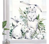 Dizzy Duck 4 Pcs Easter Bunny Window Cling Decals Decoration - Easter Rabbit Window Stickers Reusable - Large
