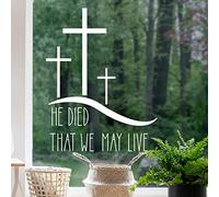 Dizzy Duck Christian Easter Window Decal Decor - Religious Window Sticker Reusable Cling - Plain White He Died Quote - Medium Out