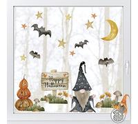 Dizzy Duck Cute Halloween Gnome Window Decals - Autumn Fall Classy Window Clings - Pumpkin Gonk Bats Moon Stars Stickers