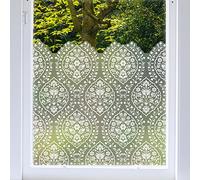 Dizzy Duck Decorative Frosted Privacy Film Border for Glass Windows - Self Adhesive White Patterned Moroccan Damask Kitchen Window Privacy Decal Sticker - Isfahan White 38 cm