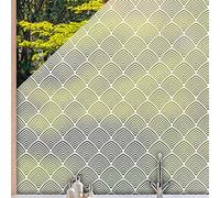 Dizzy Duck Decorative Frosted Window Film Panel - Self Adhesive White Patterned Geometric Art Deco Glass Privacy Bathroom Window Sticker Decal - Chaplin White 1200x380
