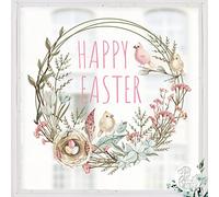 Dizzy Duck Happy Easter Window Sticker - Pastel Watercolour Birds Flowers Wreath Window Cling - Reusable - Easy to Apply Spring Window Decoration - Outside 74cm