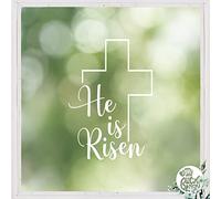 Dizzy Duck He is Risen Easter Window Decal - Reusable Religious Window Cling - Easter Cross Jesus Christ Christian Window Sticker - Small Outside
