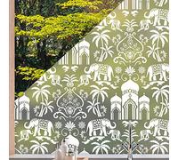 Dizzy Duck White Patterned Frosted Privacy Film Panel for Bathroom Windows - Self Adhesive Indian Elephant Decorative Window Sticker Decal - Mumbai White 800x1200