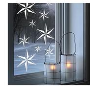 Dizzy Duck Window Christmas Sticker | 12 White Pinwheel Stars | Reusable Decals