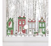 Dizzy Duck Winter City Christmas Village Window Sticker Reusable Cling Decal Set - Medium