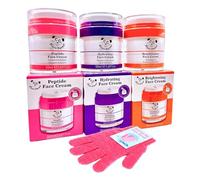 Dizzy Panda Face Cream Bundle 3 x 50ml, Hydrating Hyaluronic Acid Moisturiser, Brightening Vitamin C Cream, Peptide Face Cream with 8 Peptides, Includes ShopZee Exfoliating Gloves