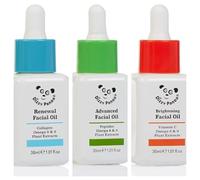 Dizzy Panda Facial Oil Set of 3 x 30ml Renewal/Brightening/Advanced with Collagen, Peptides, Vitamin C, Omega 6 & 9, and Plant Extracts - Hydrating & Firming Formula