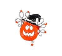 Dizzy Pumpkin Wizard Brooch Pin for Women Fashion Halloween Black Orange Enamel Witch Hat Brooches Lapel Pins Funny Abstract Holiday Festival Party Dress Accessories Gift