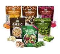 DJ&A Freeze Dried Vegetables Crisps Assorted Pack of 6 - Mushroom Crisps, Broccoli, Garlic, Sweet Potato & Beetroot Crisps| All Natural Vegan Savoury Snacks | 30% Less Fat | by TGBK