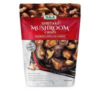 DJ & A Shiitake Mushroom Crisps - 100% Natural, Non GMO, Plant Based Healthy Snacks - Smoked Chilli & Garlic Flavour Crisp Multipack - Pack of 4 x 30 Grams