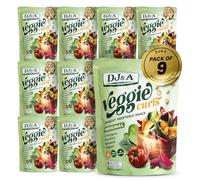 DJ&A Veggie Curls Vegetable Crisps 90g Pack of 9 - Crunchy Vegetable Snack with Chickpea, Beetroot, Spinach & Tomato - Plant-Based, All-Natural, Low Sodium - Savoury Curled Crisps Healthy Snacks