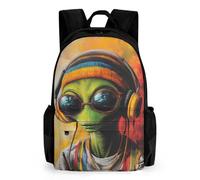 DJ Aliens Reggae Casual Travel Backpack for Men Women 16 Inch Lightweight Basic Daypack with Pocket